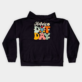 Happy Dot Day Hippie Flowers Smile Groovy Teacher Boys Girls Kids Hoodie